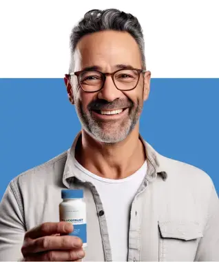 man holding gluco trust bottle mobile.webp