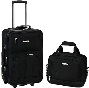 Rockland Fashion Softside Upright Luggage Set, Expandable, Black, 2-Piece (14/19)