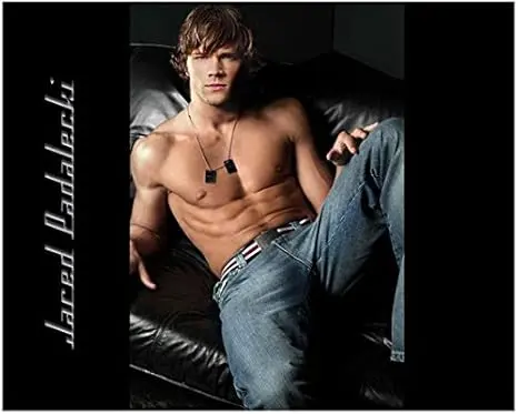 Jared Padalecki 8 Inch x 10 Inch Photograph Supernatural Gilmore Girls House of Wax Shirtless Reclining Name Up Left Side of Pic kn