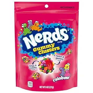 Nerds Gummy Clusters Candy, Rainbow, Resealable 8 Ounce Bag