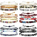 Yinkin 18 Pcs Boho Surfer Ankle Bracelet for Women Men Adjustable Beaded Anklets Unisex Handmade Braided Bracelet Waterproof Surfer Beach Bracelet Anklet Bracelet String Rope Jewelry(Boho Style)