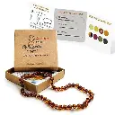 Baltic Amber Necklace (Authentic, Certified) - 12.5 inches - Unisex Jewelry - Cognac (Polished) - Real Amber Beads - Proud to Deliver Genuine Baltic Sea Wonder - Ambar