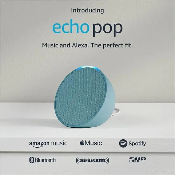 Amazon Echo Pop | Full sound compact smart speaker with Alexa | Midnight Teal