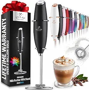 Zulay Kitchen Powerful Milk Frother Handheld Foam Maker for Lattes