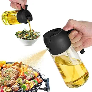 16oz Oil Dispenser Bottle for Kitchen - 2 in 1 Olive Oil Dispenser and Oil Sprayer