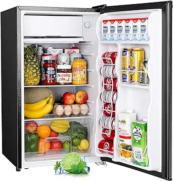 Upstreman 3.2 Cu.Ft Mini Fridge with Freezer, Single Door Mini Fridge, Adjustable Thermostat