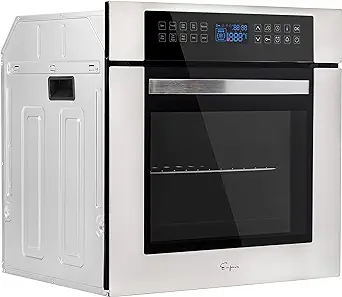 Empava 24 Inch Electric Single Wall Oven 10 Cooking Functions Deluxe 360° ROTISSERIE with Sensitive Touch Control in Stainless Steel