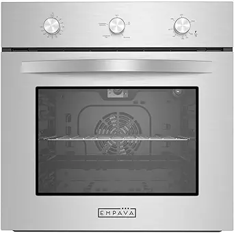 Empava Single Liquid Propane Gas Wall Oven 24 in. 2.3 cu. Ft. Bake Broil Rotisserie Functions with Mechanical Controls and Built-in Timer and Convection Fan in Stainless Steel