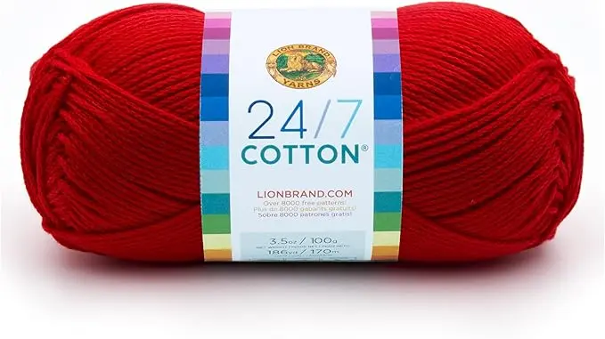 Lion Brand Yarn (1 Skein) 24/7 Cotton® Yarn, Red