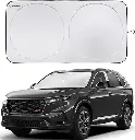 Magnelex Car Windshield Sunshade with Bonus Steering Wheel Sun Shade. Reflective Polyester Blocks Heat and Sun.