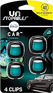 Febreze Unstopables Car Odor-Fighting Car Freshener Vent Clip Fresh Scent, 07 oz. Car Vent Clip, Pack of 4