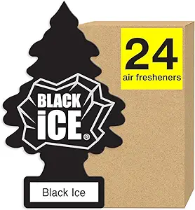 LITTLE TREES Air Fresheners Car Air Freshener. Hanging Tree Provides Long Lasting Scent for Auto or Home. Black Ice, 24 Air Fresheners