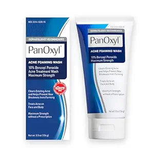 PanOxyl Acne Foaming Wash Benzoyl Peroxide 10% Maximum Strength Antimicrobial, 5.5 Oz