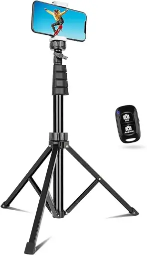 SENSYNE 62" Phone Tripod & Selfie Stick, Extendable Cell Phone Tripod Stand with Wireless Remote and Phone Holder, Compatible with iPhone Android Phone, Camera