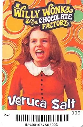 Veruca Salt Willy Wonka trading gaming card Dave Busters WB Ent 2016#004 2x3 inches Julie Dawn Cole