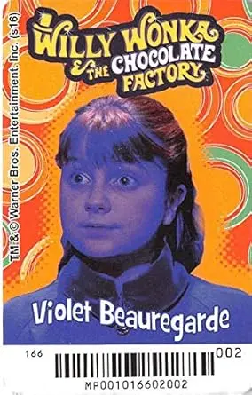 Violet Beauregarde Willy Wonka trading gaming card Dave Busters WB Ent 2016#002 2x3 inches Denise Nickerson