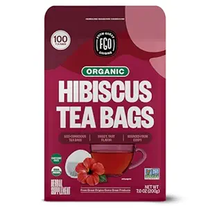 FGO Organic Hibiscus Tea, Eco-Conscious Tea Bags, 100 Count, Packaging May Vary (Pack of 1)