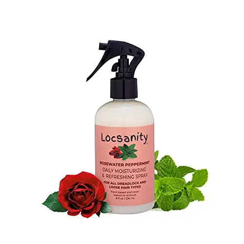 Locsanity Daily Moisturizing Refreshing Spray for Locs, Dreadlocks - Rose Water and Peppermint Hair Scalp Moisturizer, Dreadlock Spray - Natural Loc Care and Maintenance (8oz)