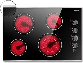 Karinear 30 Inch Electric Cooktop 4 Burners, Knob Control Built-in Ceramic Cooktop