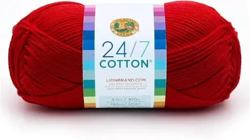 Lion Brand Yarn (1 Skein) 24/7 Cotton® Yarn, Red